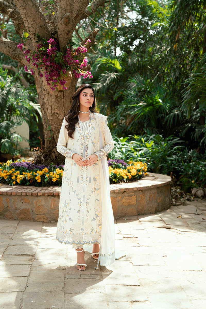 3-PC Unstitched Embroidered Luxury Lawn By Qalamkar | SB-09 Adeena