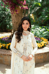 3-PC Unstitched Embroidered Luxury Lawn By Qalamkar | SB-09 Adeena