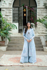 3-PC Unstitched Embroidered Luxury Lawn By Qalamkar | SB-04 Zarish
