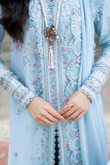 3-PC Unstitched Embroidered Luxury Lawn By Qalamkar | SB-04 Zarish
