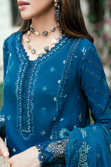 3-PC Unstitched Embroidered Luxury Lawn By Qalamkar | SB-11 Noray