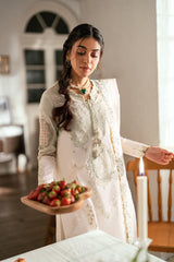 3-PC Unstitched Embroidered Luxury Lawn By Qalamkar | SB-10 Nadia