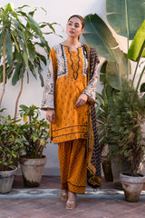 3-Pc Charizma C Print Printed Lawn With Printed Chiffon Dupatta CP4-18