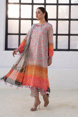 3-Pc Charizma C Print Printed Lawn With Printed Chiffon Dupatta CP4-12