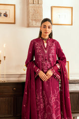 3-PC Unstitched Embroidered Luxury Lawn By Qalamkar | SB-02 Sameen