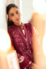 3-PC Unstitched Embroidered Luxury Lawn By Qalamkar | SB-02 Sameen