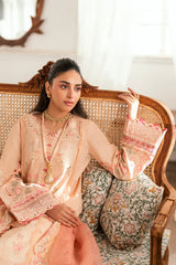 3-PC Unstitched Embroidered Luxury Lawn By Qalamkar | SB-07 Zoya