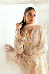 3-PC Unstitched Embroidered Luxury Lawn By Qalamkar | SB-01 Rina
