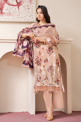 3-PC Unsttiched Embroidered Printed Lawn Seroli By Johra | JS-824