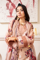 3-PC Unsttiched Embroidered Printed Lawn Seroli By Johra | JS-824