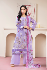 3-PC Unsttiched Embroidered Printed Lawn Seroli By Johra | JS-825