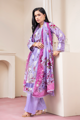 3-PC Unsttiched Embroidered Printed Lawn Seroli By Johra | JS-825