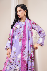 3-PC Unsttiched Embroidered Printed Lawn Seroli By Johra | JS-825