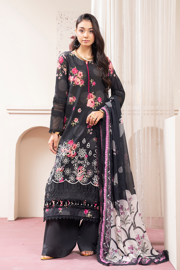 3-PC Unsttiched Embroidered Printed Lawn Seroli By Johra | JS-826