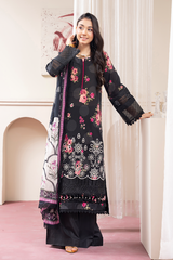 3-PC Unsttiched Embroidered Printed Lawn Seroli By Johra | JS-826
