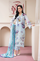 3-PC Unsttiched Embroidered Printed Lawn Seroli By Johra | JS-827