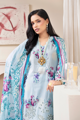 3-PC Unsttiched Embroidered Printed Lawn Seroli By Johra | JS-827