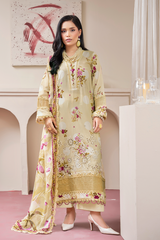 3-PC Unsttiched Embroidered Printed Lawn Seroli By Johra | JS-828