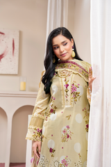 3-PC Unsttiched Embroidered Printed Lawn Seroli By Johra | JS-828