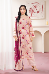 3-PC Unsttiched Embroidered Printed Lawn Seroli By Johra | JS-830