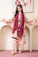 3-PC Unsttiched Embroidered Printed Lawn Seroli By Johra | JS-830
