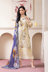 3-PC Unsttiched Embroidered Printed Lawn Seroli By Johra | JS-829
