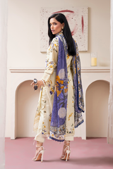 3-PC Unsttiched Embroidered Printed Lawn Seroli By Johra | JS-829