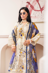 3-PC Unsttiched Embroidered Printed Lawn Seroli By Johra | JS-831