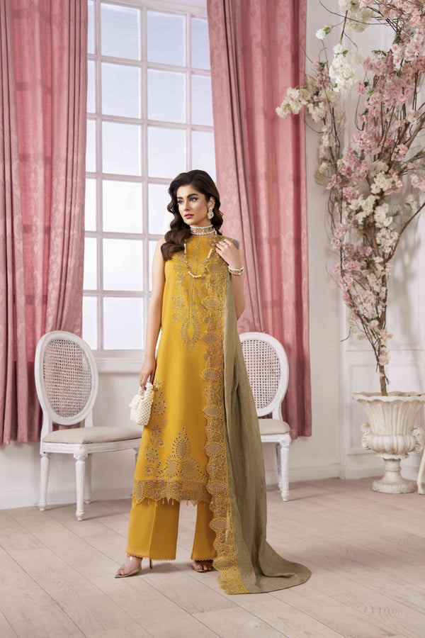 3-PC Unstitched Embroidered Chikankarri Plain Lawn Freesia By Panache | D10
