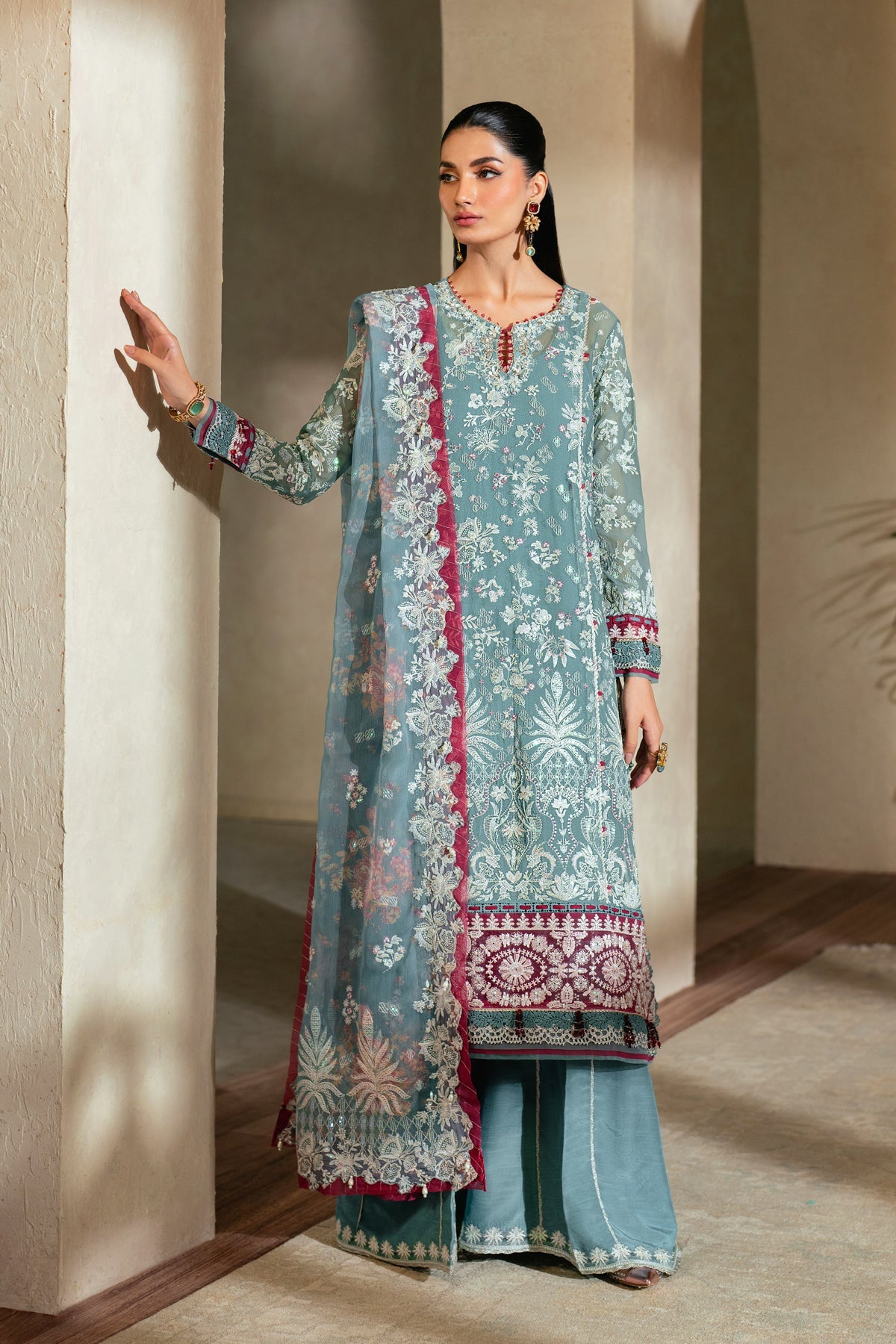 ELYSIA | 3Pc Unstitched Suit Embroidered Chiffon Luxury Formals Niran By Xenia