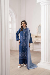 3-PC Unstitched Embroidered Chikankarri Plain Lawn Freesia By Panache | D08