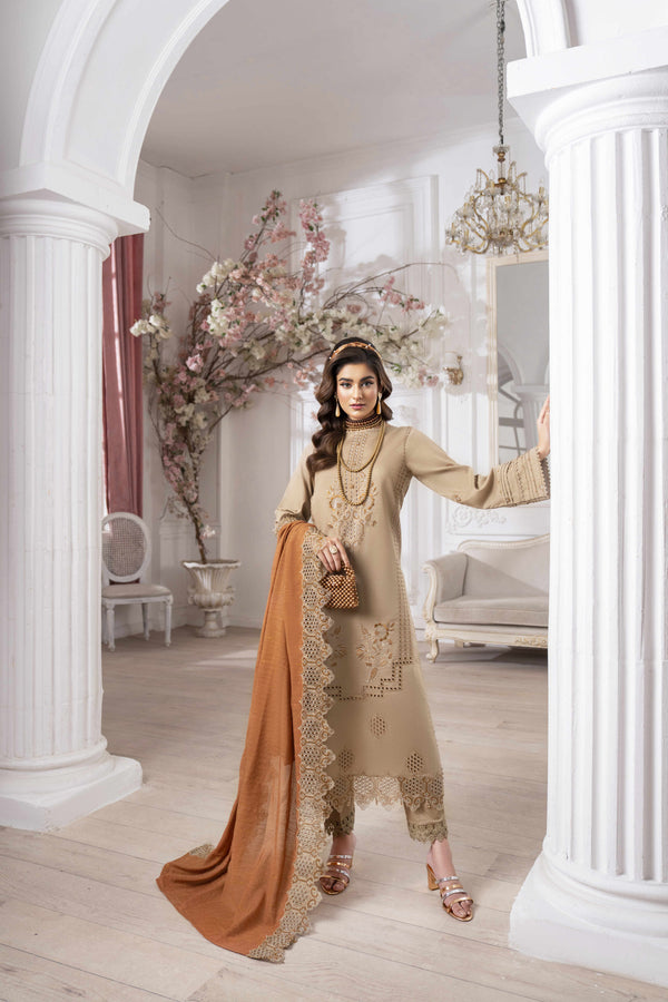 3-PC Unstitched Embroidered Chikankarri Plain Lawn Freesia By Panache | D03