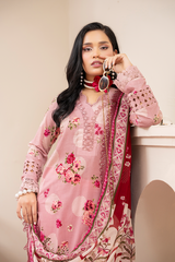 3-PC Unsttiched Embroidered Printed Lawn Seroli By Johra | JS-832
