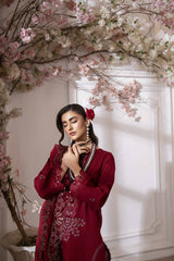 3-PC Unstitched Embroidered Chikankarri Plain Lawn Freesia By Panache | D01