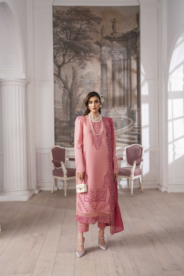3-PC Unstitched Embroidered Chikankarri Plain Lawn Freesia By Panache | D05