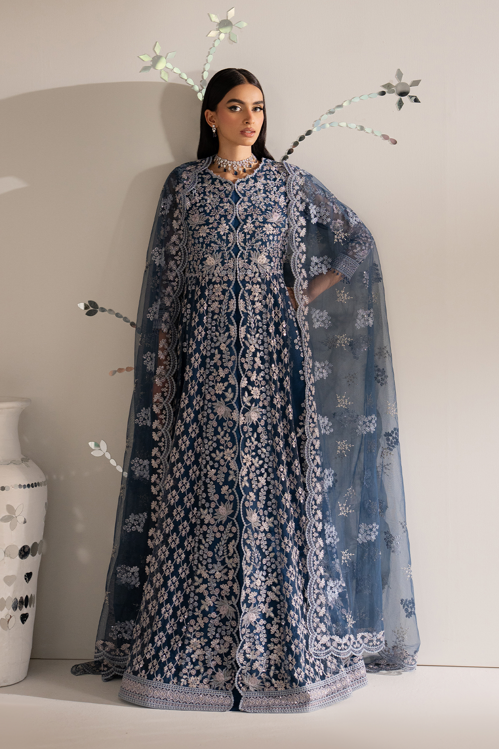 3Pc Embroidered Organza Hand Embellished Unstitched Suit Zareen By Levish Premium