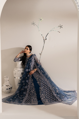 3Pc Embroidered Organza Hand Embellished Unstitched Suit Zareen By Levish Premium