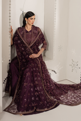 3Pc Embroidered Organza Hand Embellished Unstitched Suit Raos-e-gul By Levish Premium