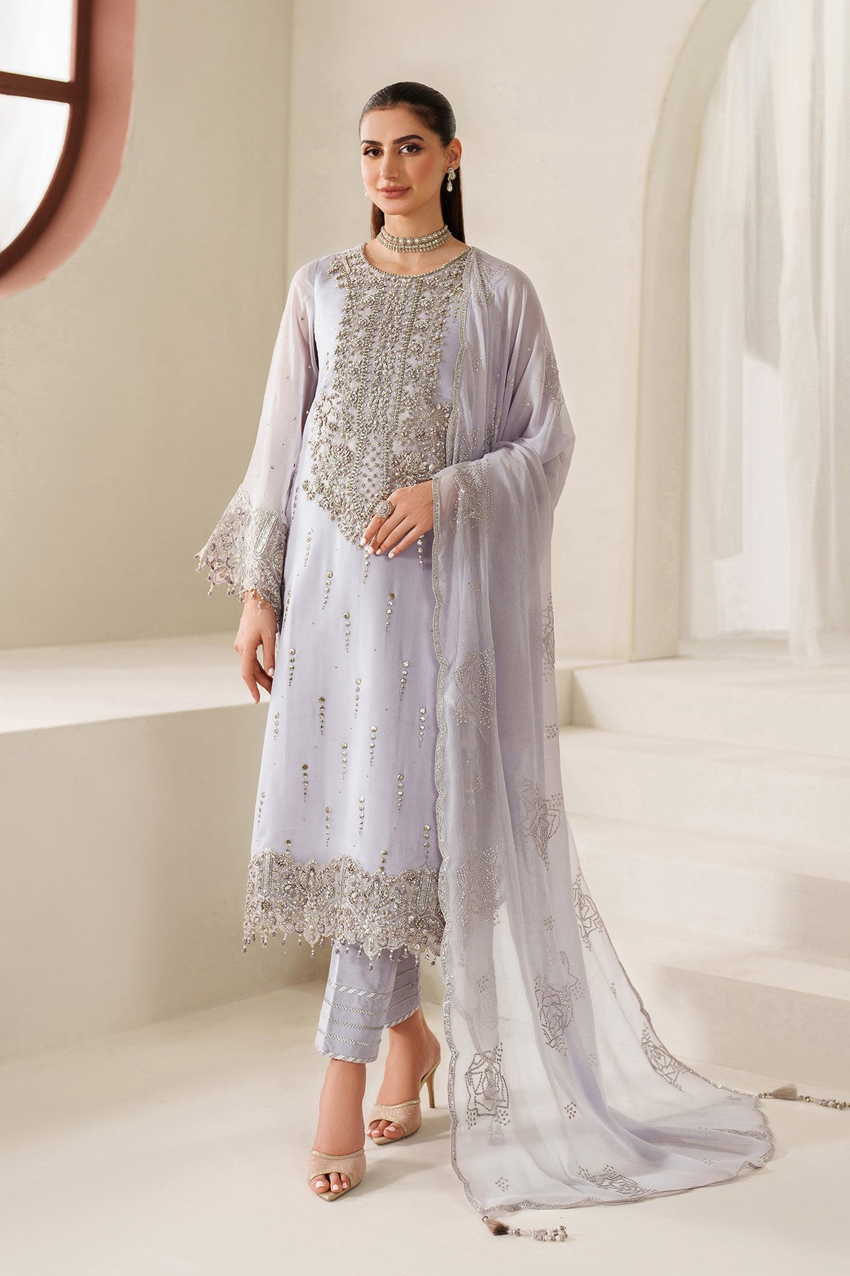 3-PC Unstitched Embroidered Chiffon Reena By Alizeh | AF-HM-4050-Feeha
