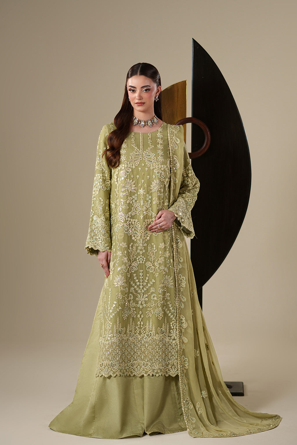 NOLA | 3Pc Unstitched Suit Luxury Chiffon Nouvelle By Emaan Adeel