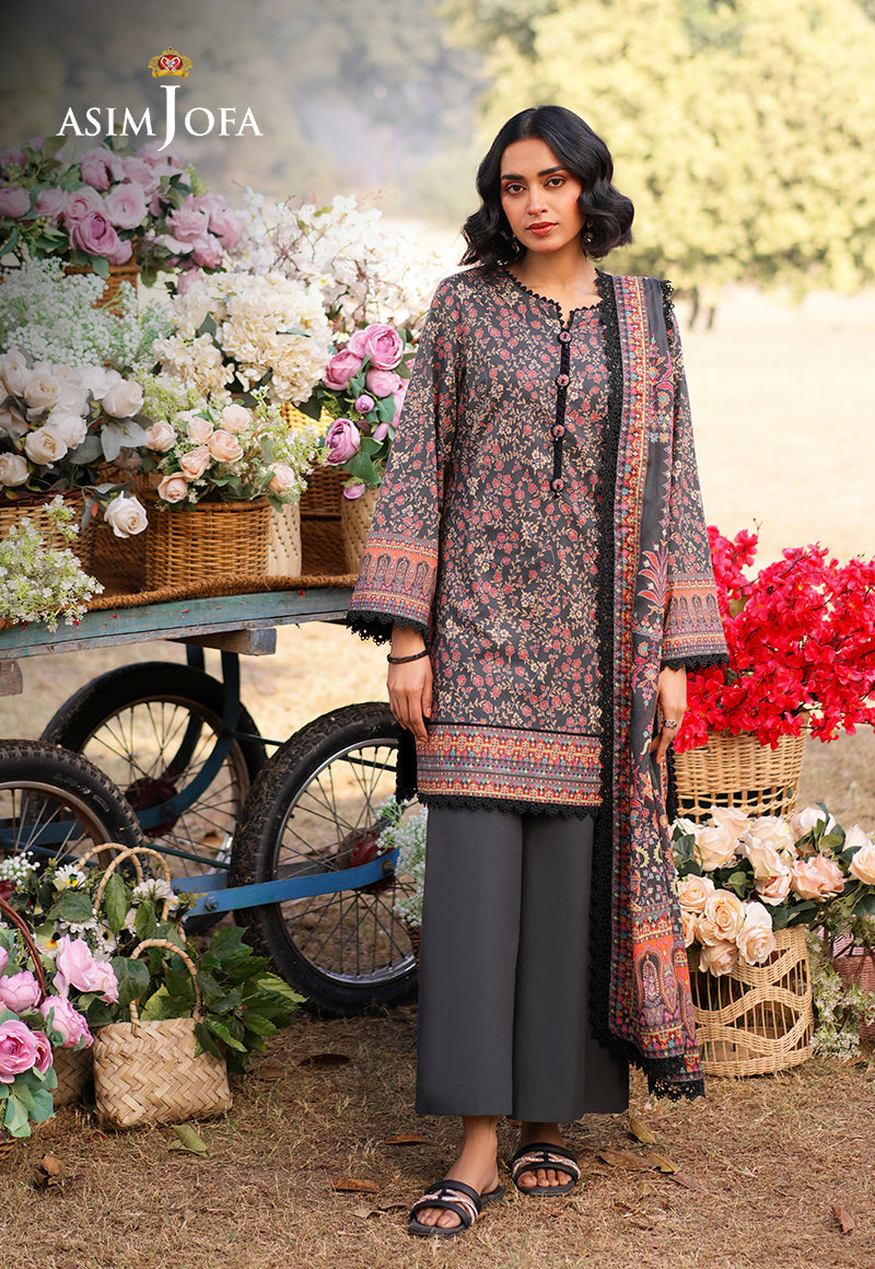 AJUUB-09 | 3Pc Unstitched Lawn Suit Vol 1 Prints By Asim Jofa