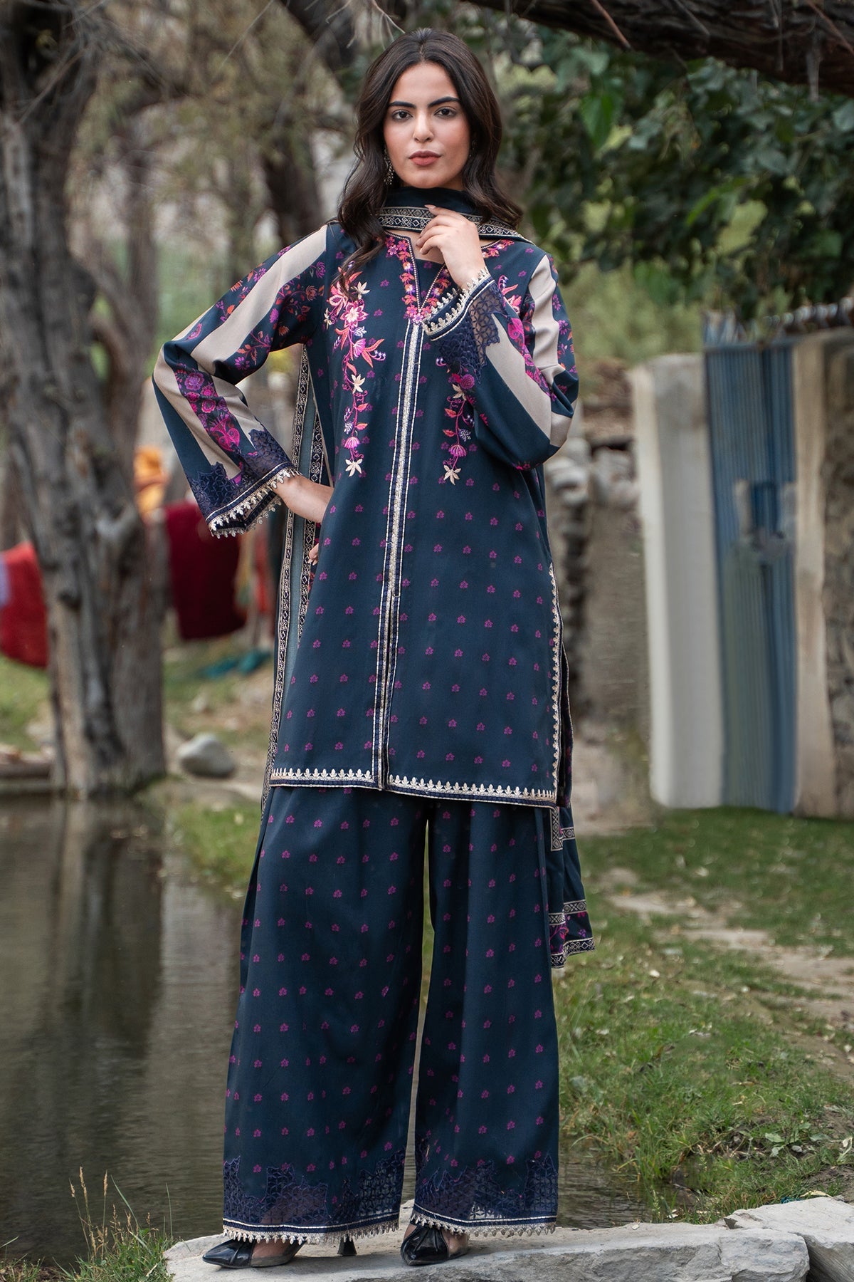 3-PC Unstitched Embroidered Linen Collection By Charizma