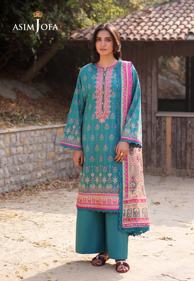 AJUUB-14 | 3Pc Unstitched Lawn Suit Vol 2 Prints By Asim Jofa