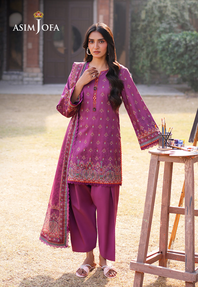 AJUUB-12 | 3Pc Unstitched Lawn Suit Vol 2 Prints By Asim Jofa