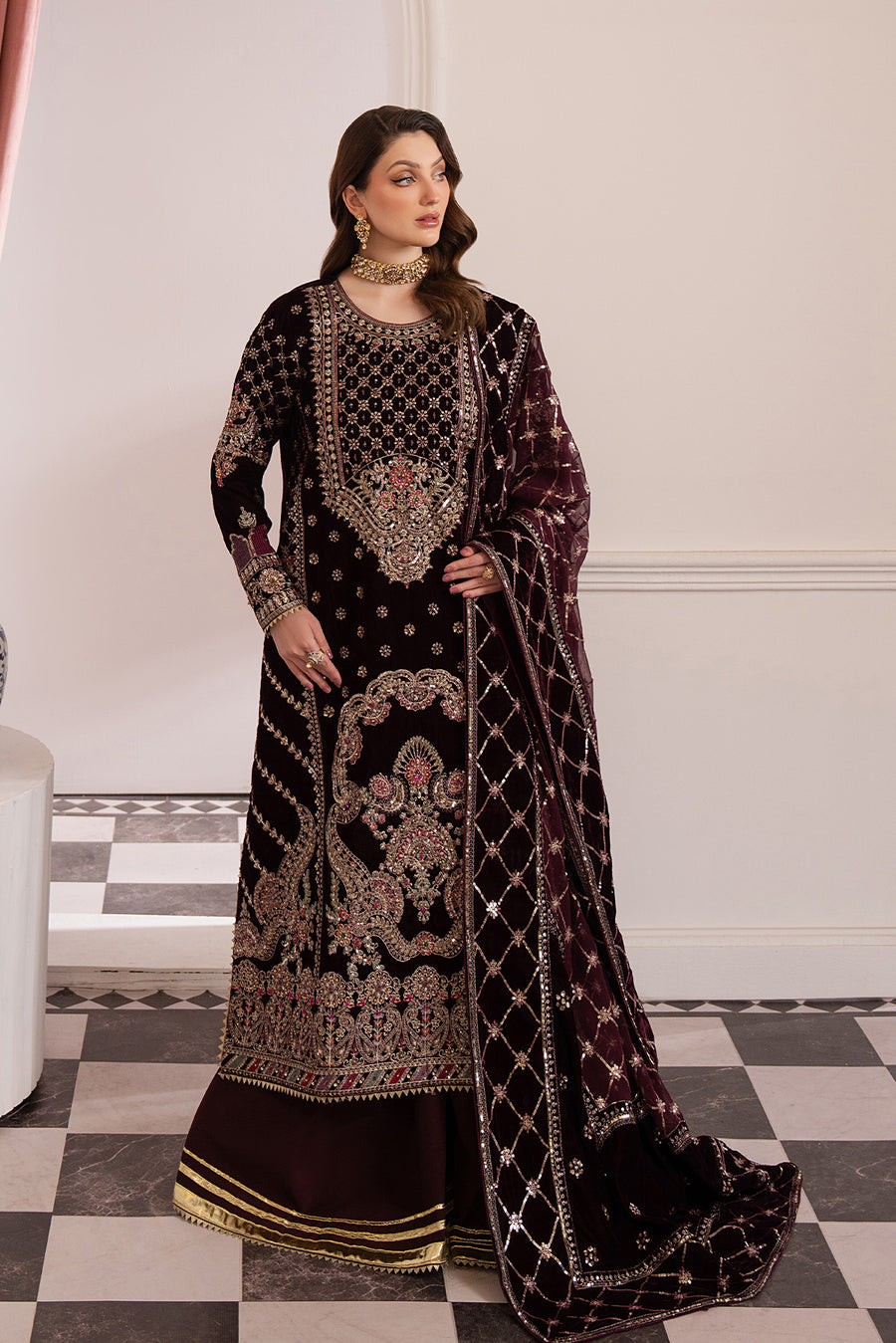 3-PC Unstitched Embroidered Velvet Noirah By Raeesa Premium | NV-003