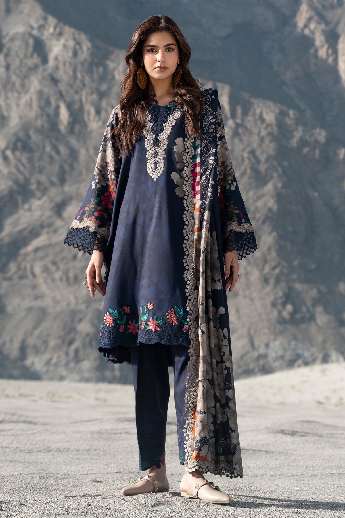 3-PC Unstitched Embroidered Linen Collection By Charizma