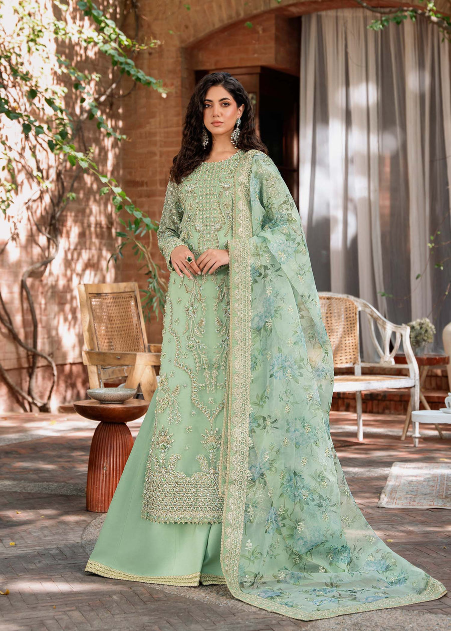 3-PC Unstitched Embroidered Hand Embellished By Akbar Aslam | Riwayat
