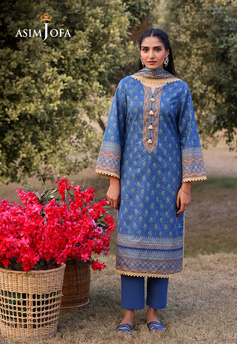 AJUUB-03 | 3Pc Unstitched Lawn Suit Vol 1 Prints By Asim Jofa