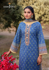 AJUUB-03 | 3Pc Unstitched Lawn Suit Vol 1 Prints By Asim Jofa