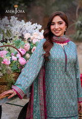 AJUUB-17 | 3Pc Unstitched Lawn Suit Vol 2 Prints By Asim Jofa